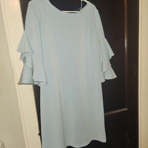 Taylor Blue Flutter Sleeve A-Line Dress